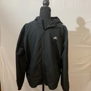Kids Adidas jacket windbreaker size Large black and white